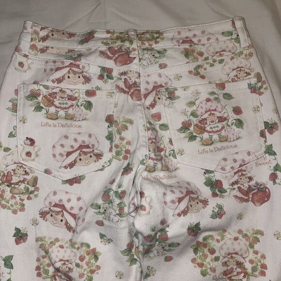 Dolls Kill X Strawberry Shortcake Jeans Small 28” Distressed Life Is Delicious - Picture 7 of 10